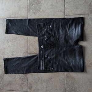 Faux Jeans Leggings in Black, Approx Size L